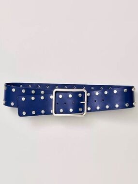 NWT Free People Blue Studded Hex Hip Belt Size M Y2K Festival Boho Western